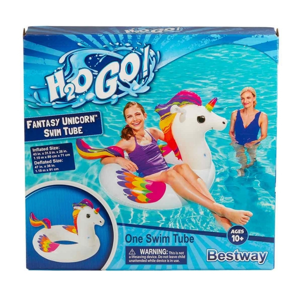 NEW H20go! Inflatable Fantasy Unicorn Rainbow Inflatable Swim Ring